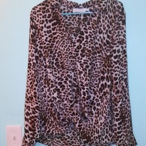All in Favor Patterned Drapey Front Blouse XL